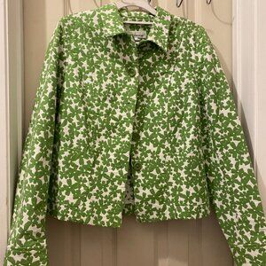Jones New York Small White/Green dressy, casual, spring/summer jacket